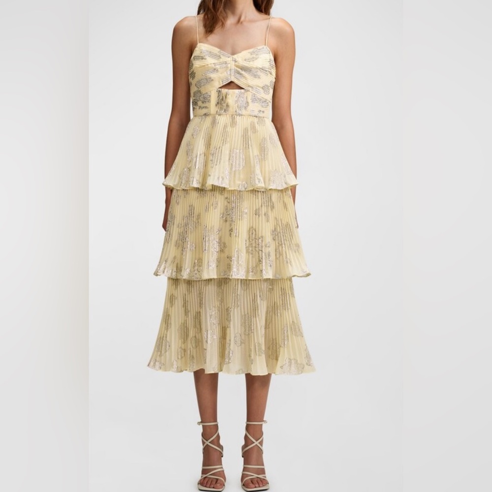 Self Portrait metallic jacquard midi dress
